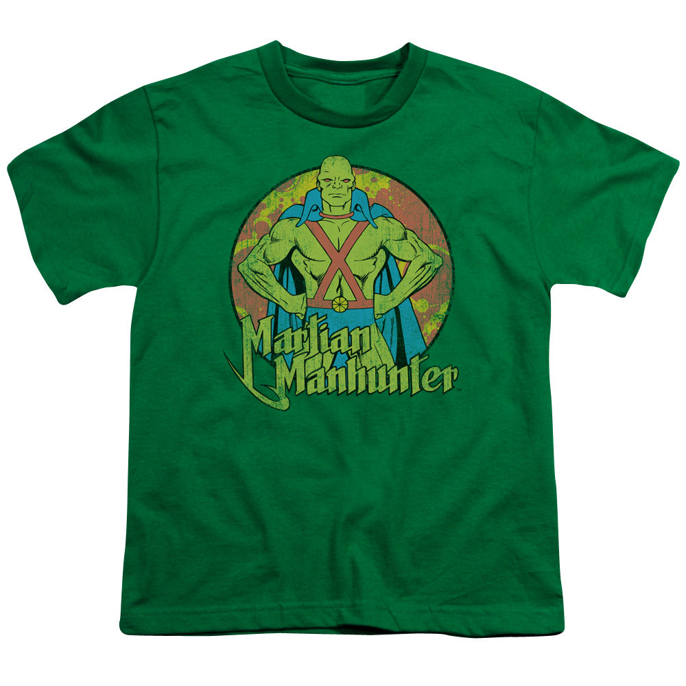 DC Comics Martian Manhunter Kids Youth T Shirt Kelly Green