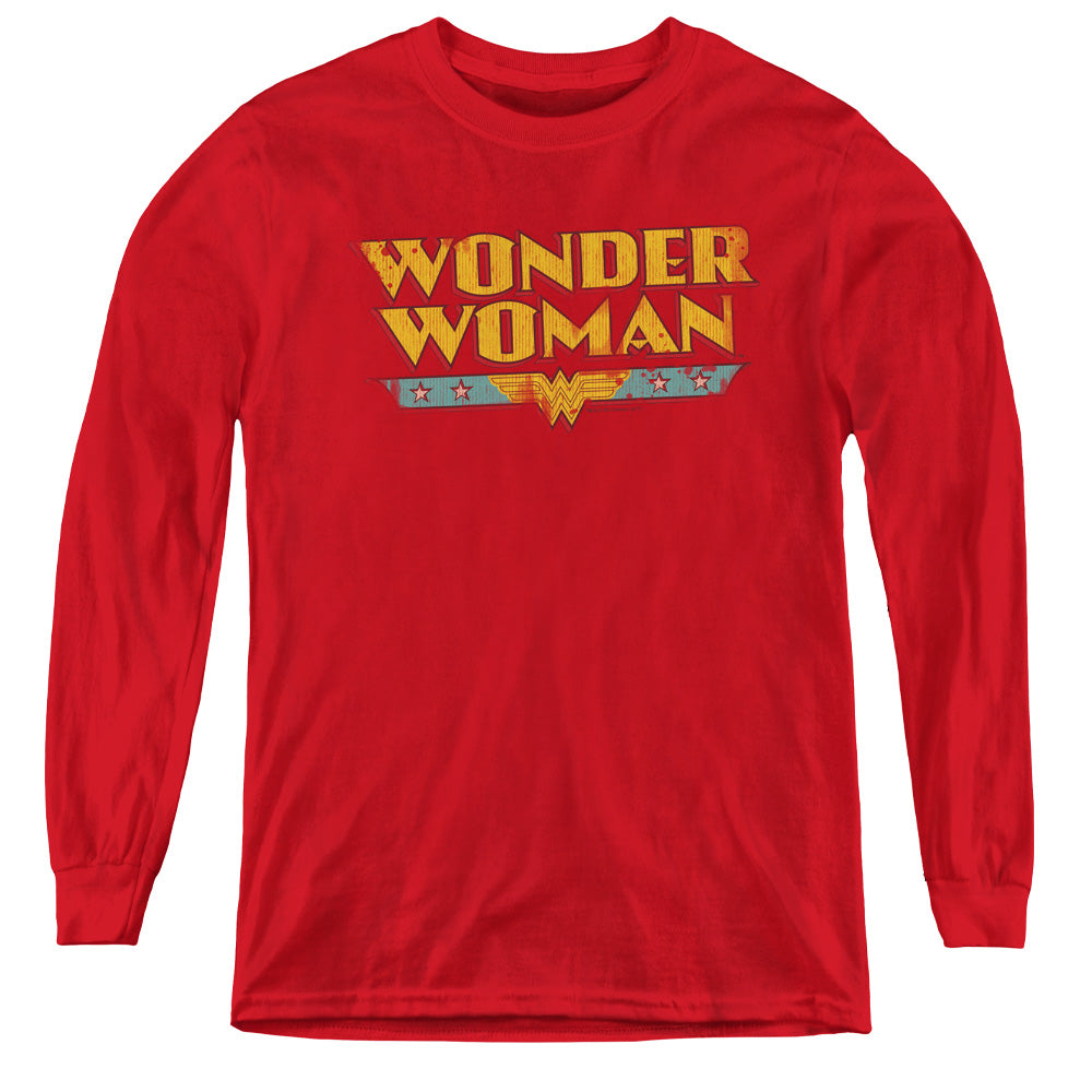 DC Comics Wonder Woman Logo Long Sleeve Kids Youth T Shirt Red