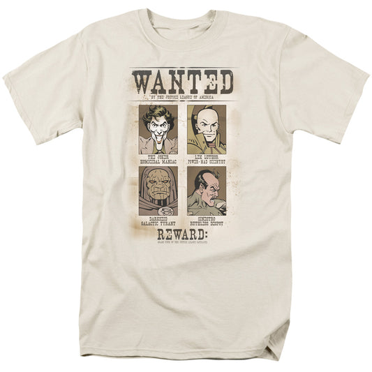 DC Comics Wanted Poster Mens T Shirt Cream