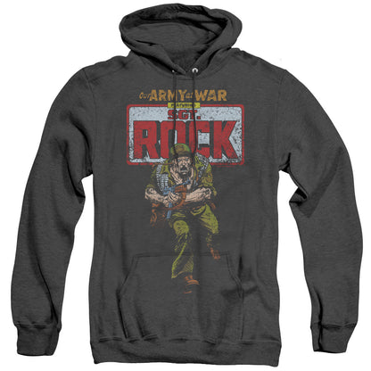 Dc Sgt Rock Mens Heather Hoodie Black Officially Licensed