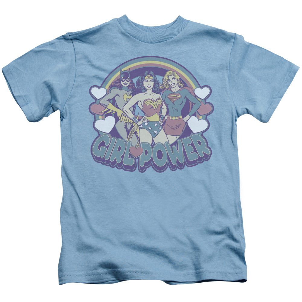 DC Comics Retro Girl Power Juvenile Kids Youth T Shirt Carolina Blue 