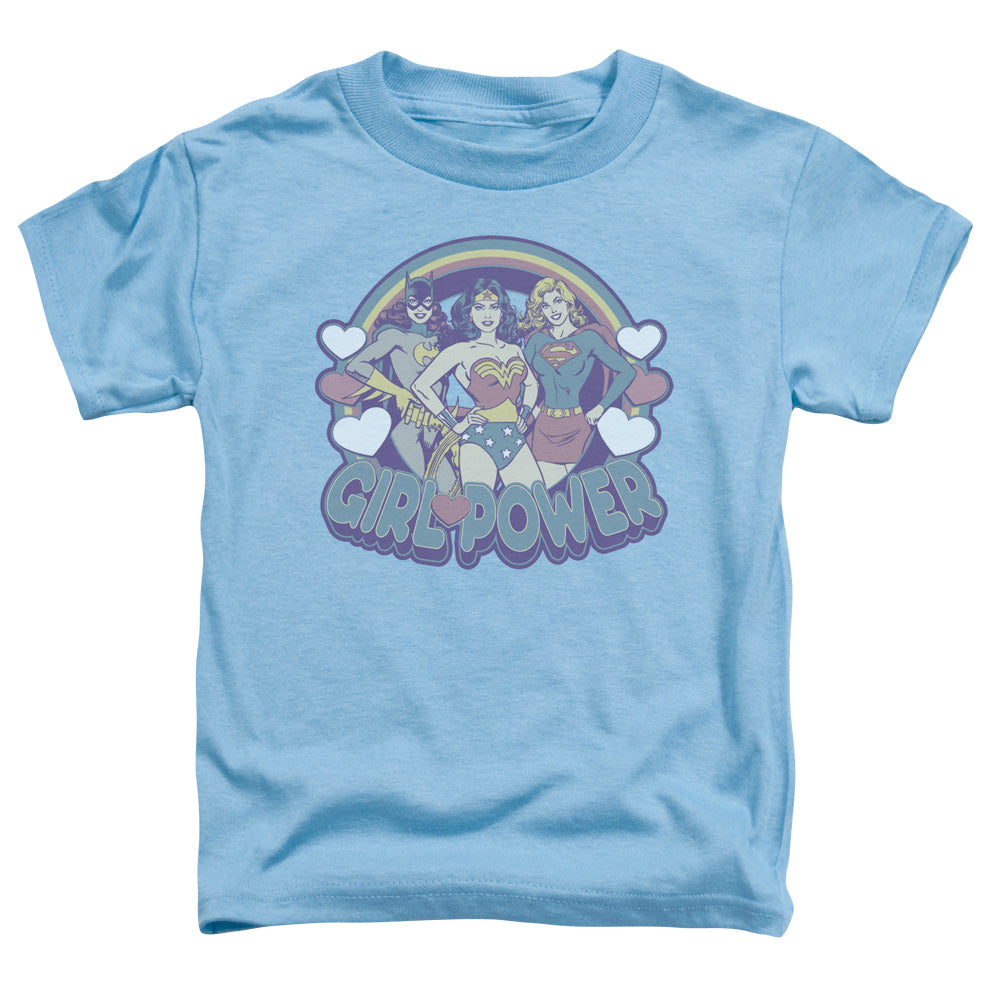 DC Comics Retro Girl Power Toddler Kids Youth T Shirt Carolina Blue