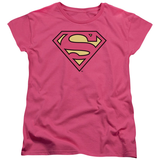 DC Comics Superman Classic Logo Womens T Shirt Hot Pink