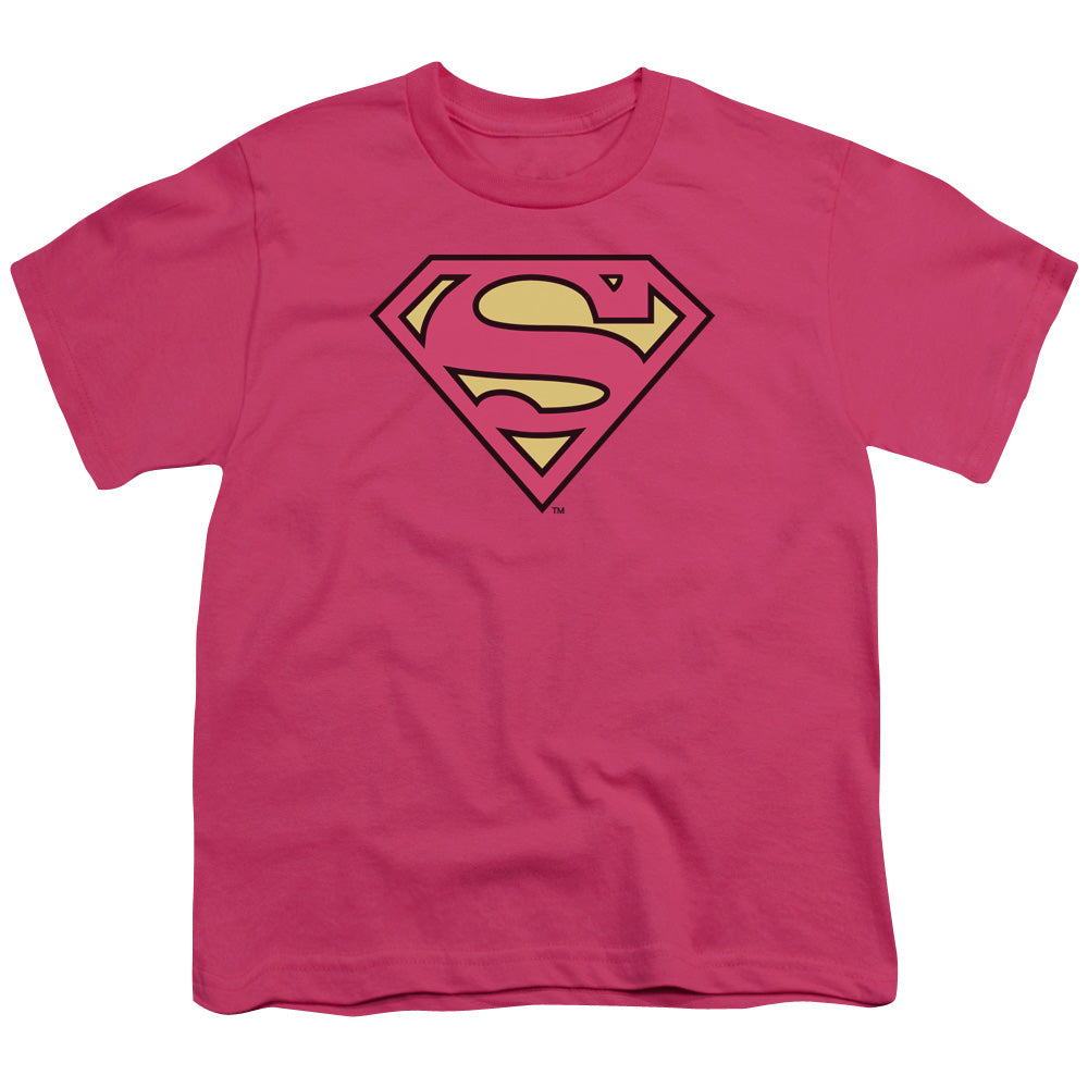 DC Comics Superman Classic Logo Kids Youth T Shirt Hot Pink