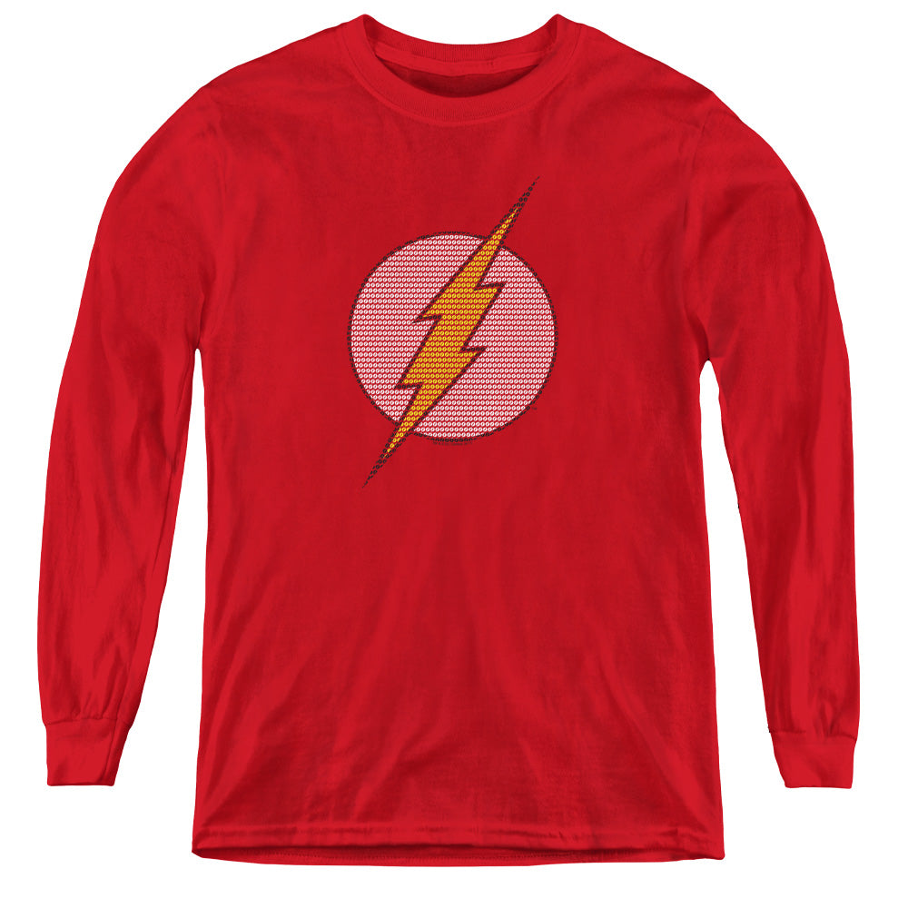 DC Comics Flash Flash Little Logos Long Sleeve Kids Youth T Shirt Red