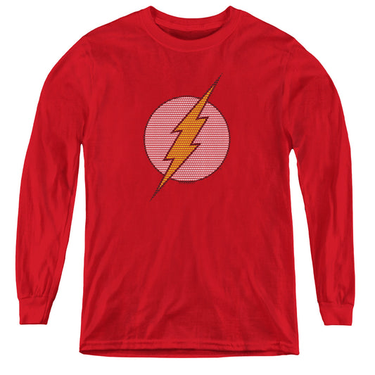 DC Comics Flash Flash Little Logos Long Sleeve Kids Youth T Shirt Red
