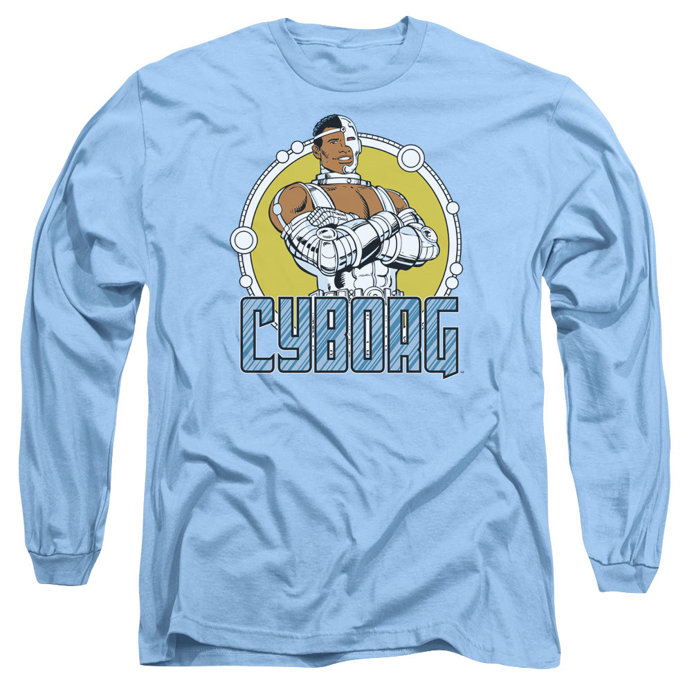 DC Comics Cyborg Mens Long Sleeve Shirt Carolina Blue