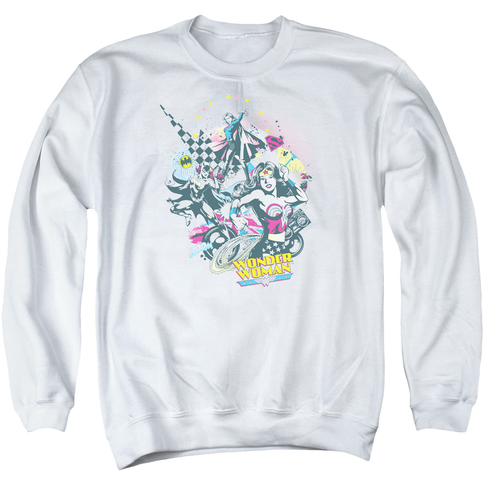 DC Comics Power Trio Mens Crewneck Sweatshirt White