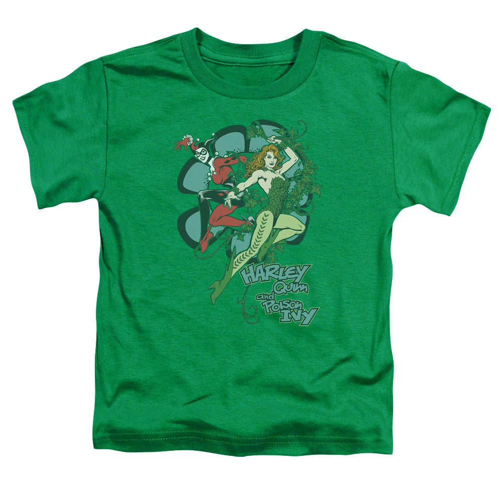 DC Comics Harley and Ivy Toddler Kids Youth T Shirt Kelly Green