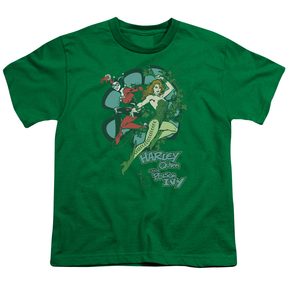 DC Comics Harley and Ivy Kids Youth T Shirt Kelly Green