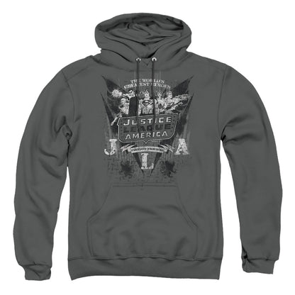 Dc Greatest Heroes Mens Hoodie Charcoal Officially Licensed