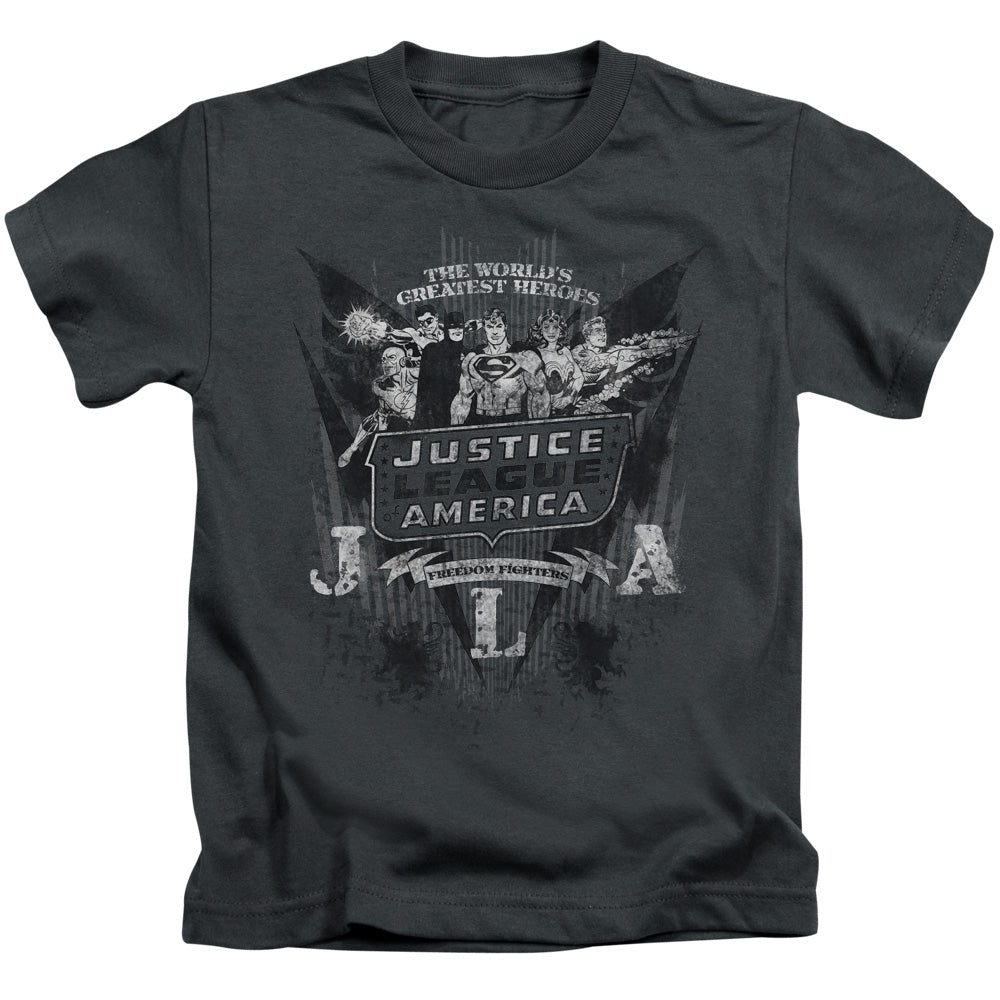 DC Comics Greatest Heroes Juvenile Kids Youth T Shirt Charcoal 