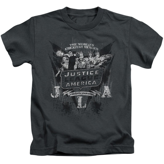 DC Comics Greatest Heroes Juvenile Kids Youth T Shirt Charcoal 