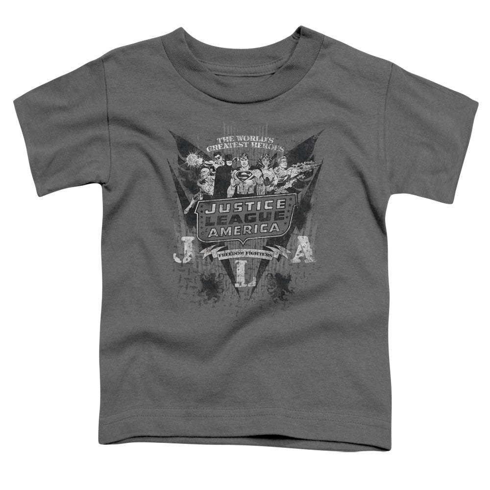 DC Comics Greatest Heroes Toddler Kids Youth T Shirt Charcoal