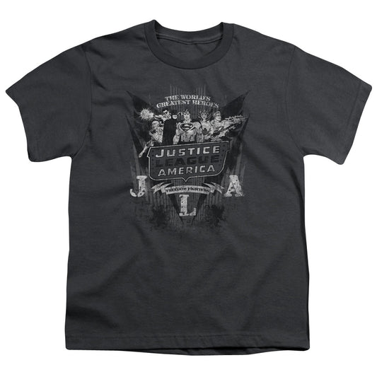 DC Comics Greatest Heroes Kids Youth T Shirt Charcoal