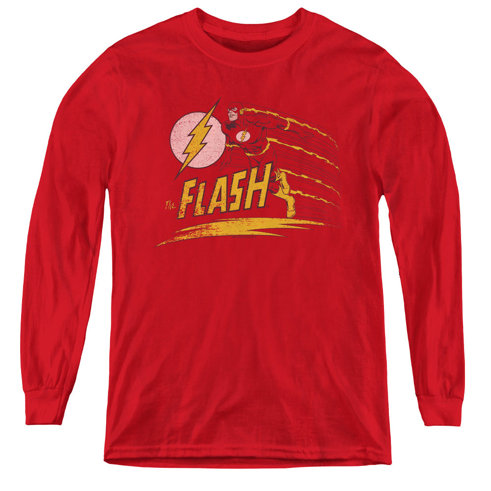 DC Comics Flash Like Lightning Long Sleeve Kids Youth T Shirt Red