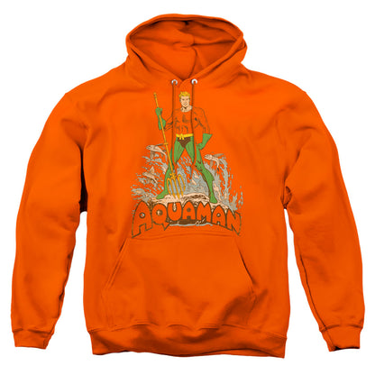 Dc Aquaman Distressed Mens Hoodie Orange