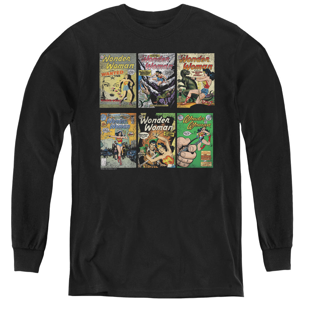 DC Comics Ww Covers Long Sleeve Kids Youth T Shirt Black
