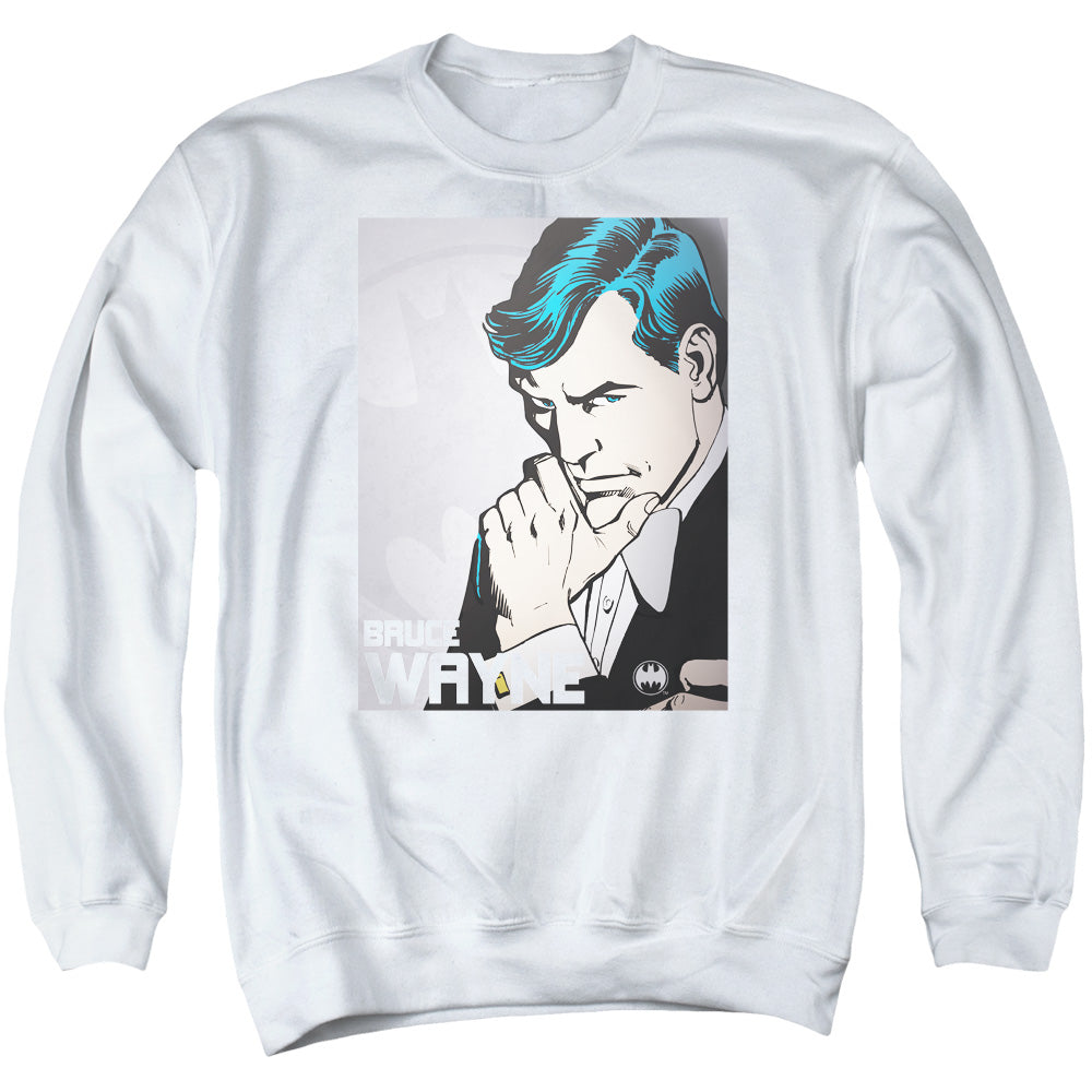 DC Comics Bruce Wayne Mens Crewneck Sweatshirt White