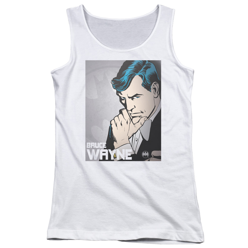 DC Comics Bruce Wayne Womens Tank Top Shirt White