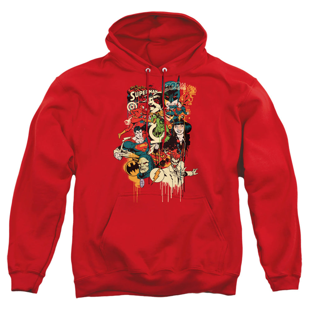 Dc Dripping Characters Mens Hoodie Red Officially Licensed