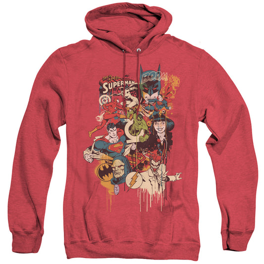DC Comics Dripping Characters Heather Mens Hoodie Red