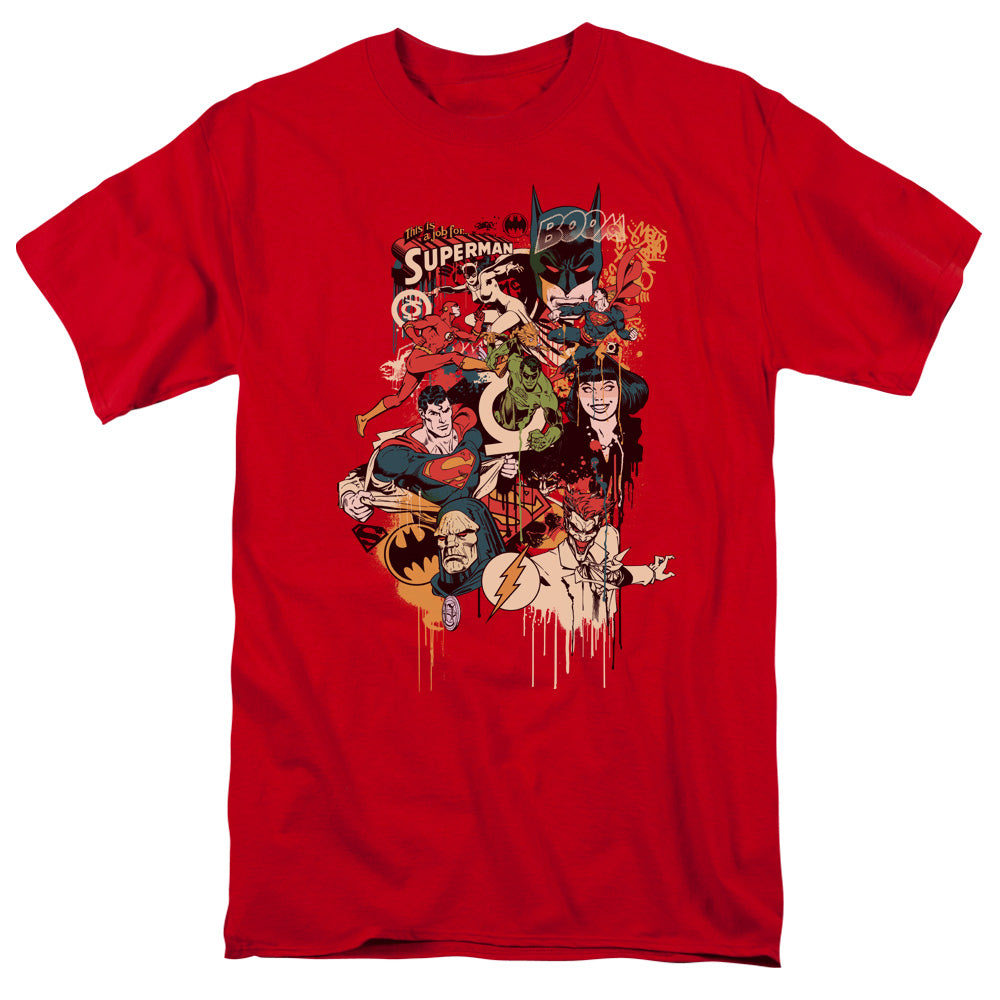 DC Comics Dripping Characters Mens T Shirt Red