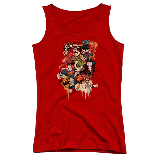 DC Comics Dripping Characters Womens Tank Top Shirt Red