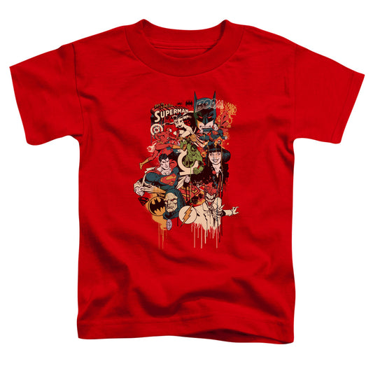 DC Comics Dripping Characters Toddler Kids Youth T Shirt Red