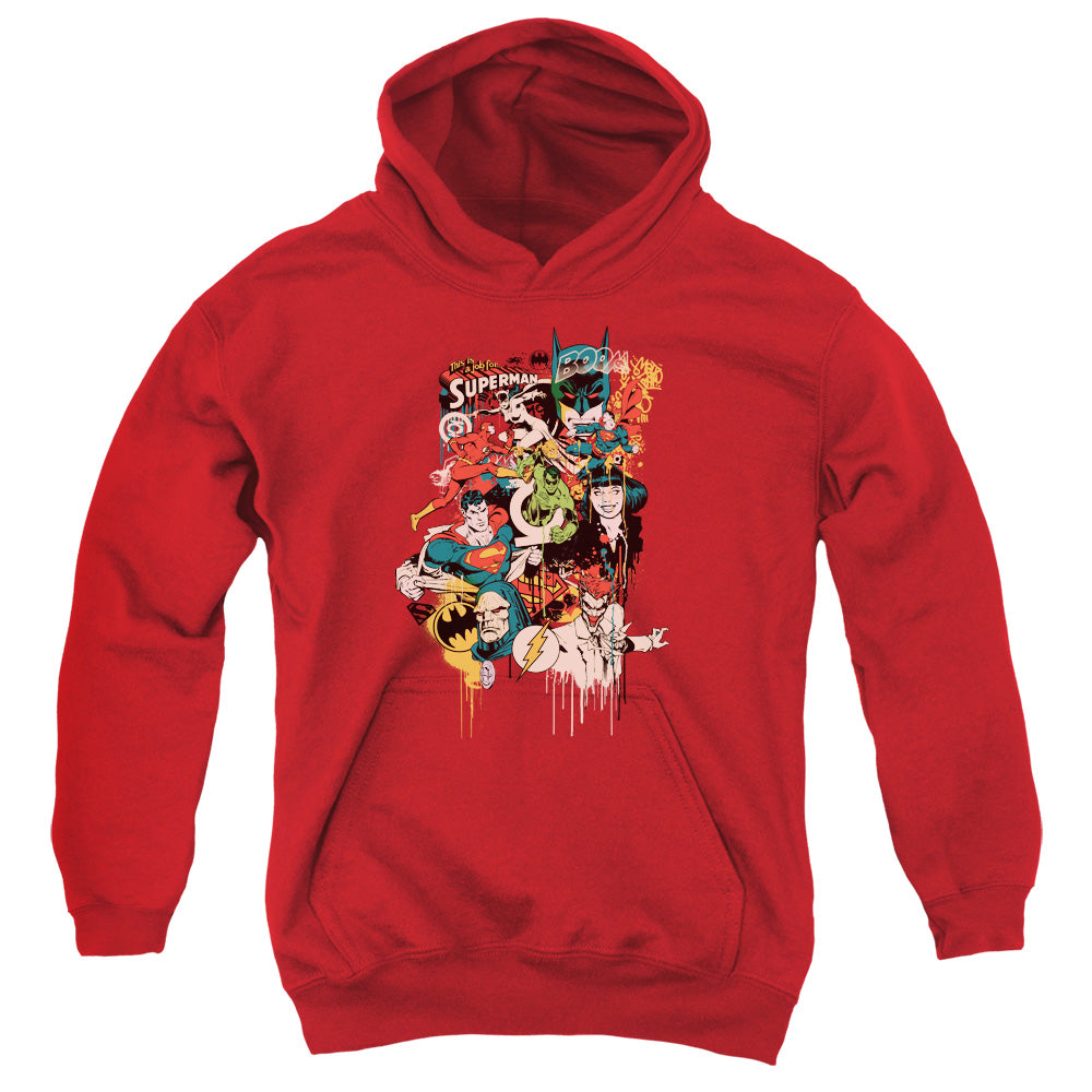 DC Comics Dripping Characters Kids Youth Hoodie Red