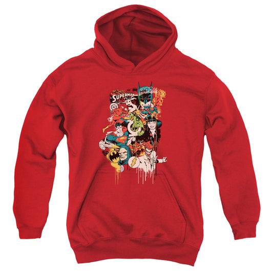 DC Comics Dripping Characters Kids Youth Hoodie Red