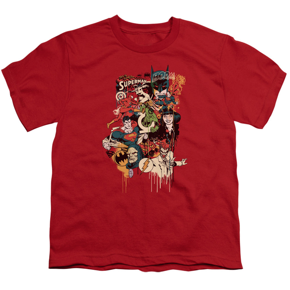 DC Comics Dripping Characters Kids Youth T Shirt Red