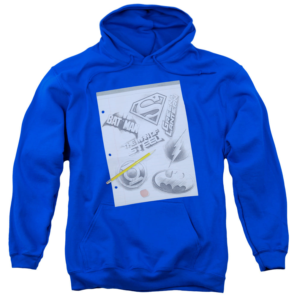 DC Comics Logo Note Paper Mens Hoodie Royal Blue