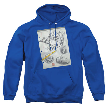 Dc Logo Note Paper Mens Hoodie Royal Blue Officially Licensed