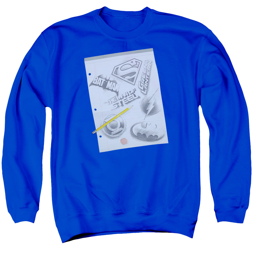 DC Comics Logo Note Paper Mens Crewneck Sweatshirt Royal Blue