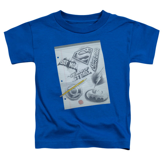 DC Comics Logo Note Paper Toddler Kids Youth T Shirt Royal Blue