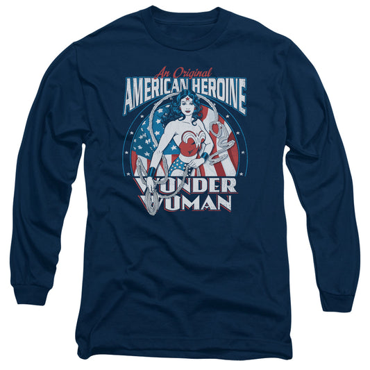 DC Comics American Heroine Mens Long Sleeve Shirt Navy Blue