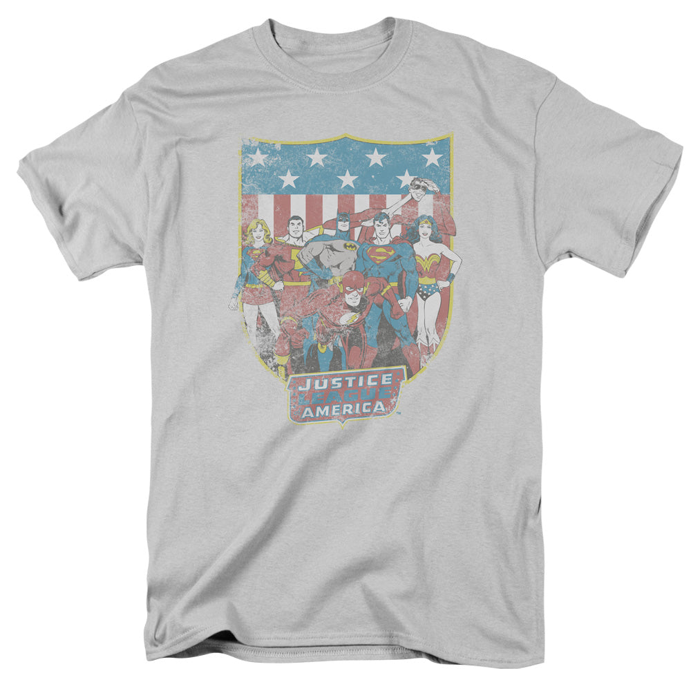 DC Comics Jla American Shield Mens T Shirt Silver