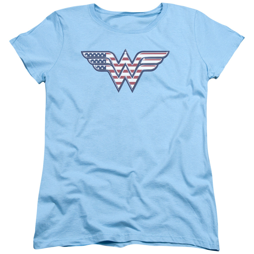 DC Comics Red,white & Blue Womens T Shirt Light Blue