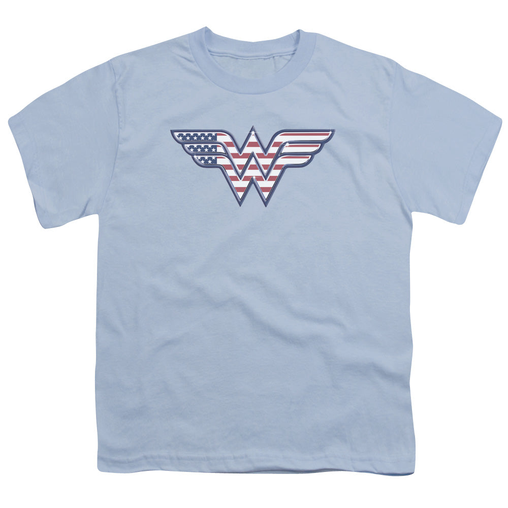 DC Comics Red,white & Blue Kids Youth T Shirt Light Blue