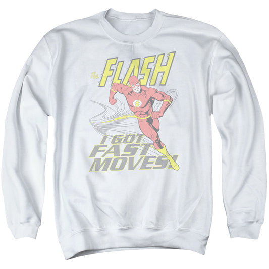 DC Comics Flash Fast Moves Mens Crewneck Sweatshirt White