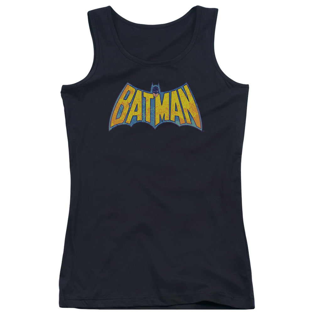 DC Comics Batman Neon Distress Logo Womens Tank Top Shirt Black