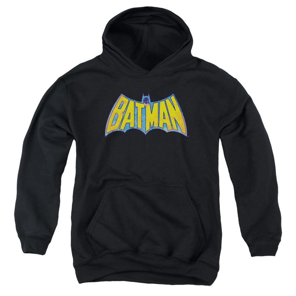 DC Comics Batman Neon Distress Logo Kids Youth Hoodie Black