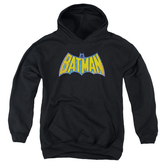 DC Comics Batman Neon Distress Logo Kids Youth Hoodie Black