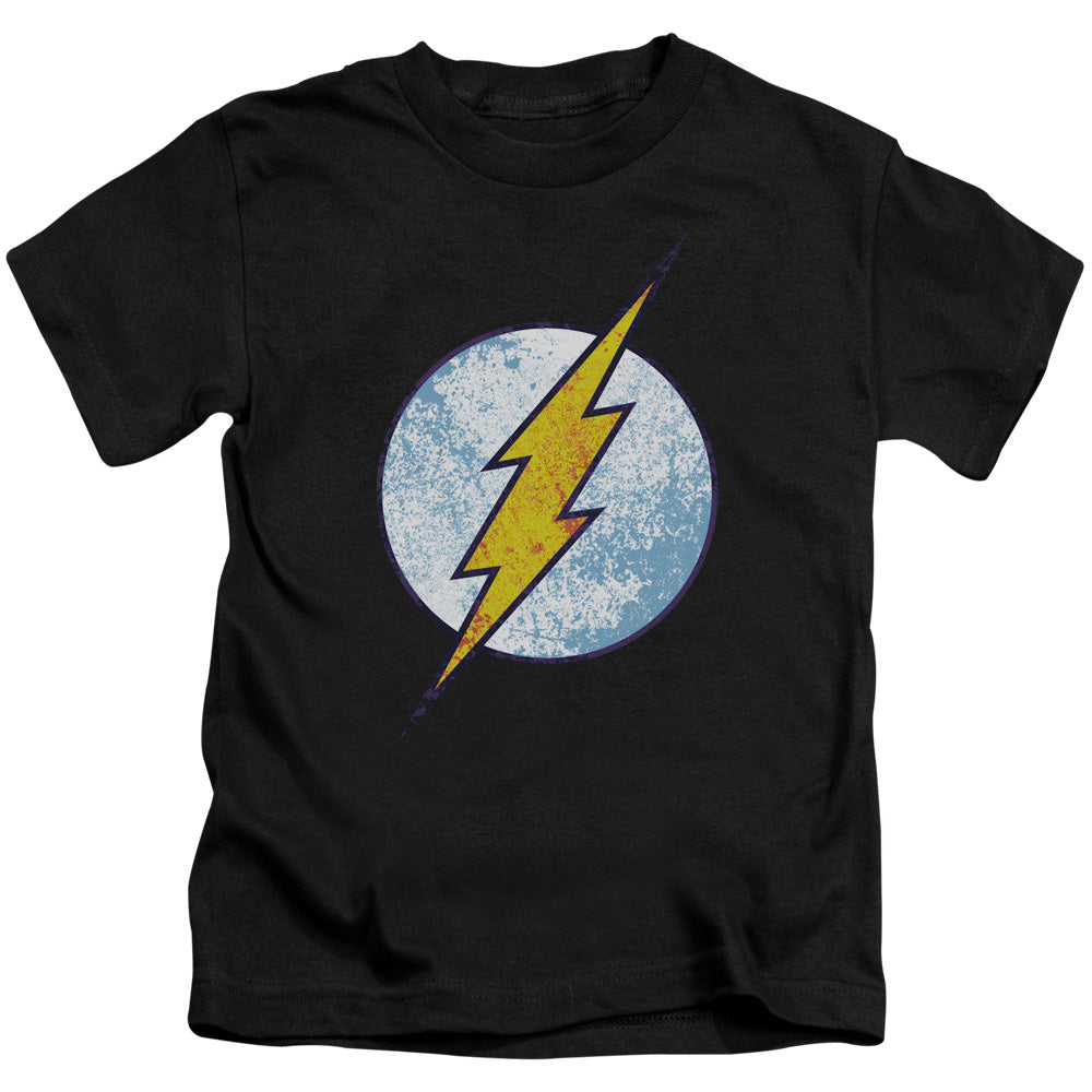 DC Comics Flash Flash Neon Distress Logo Juvenile Kids Youth T Shirt Black 