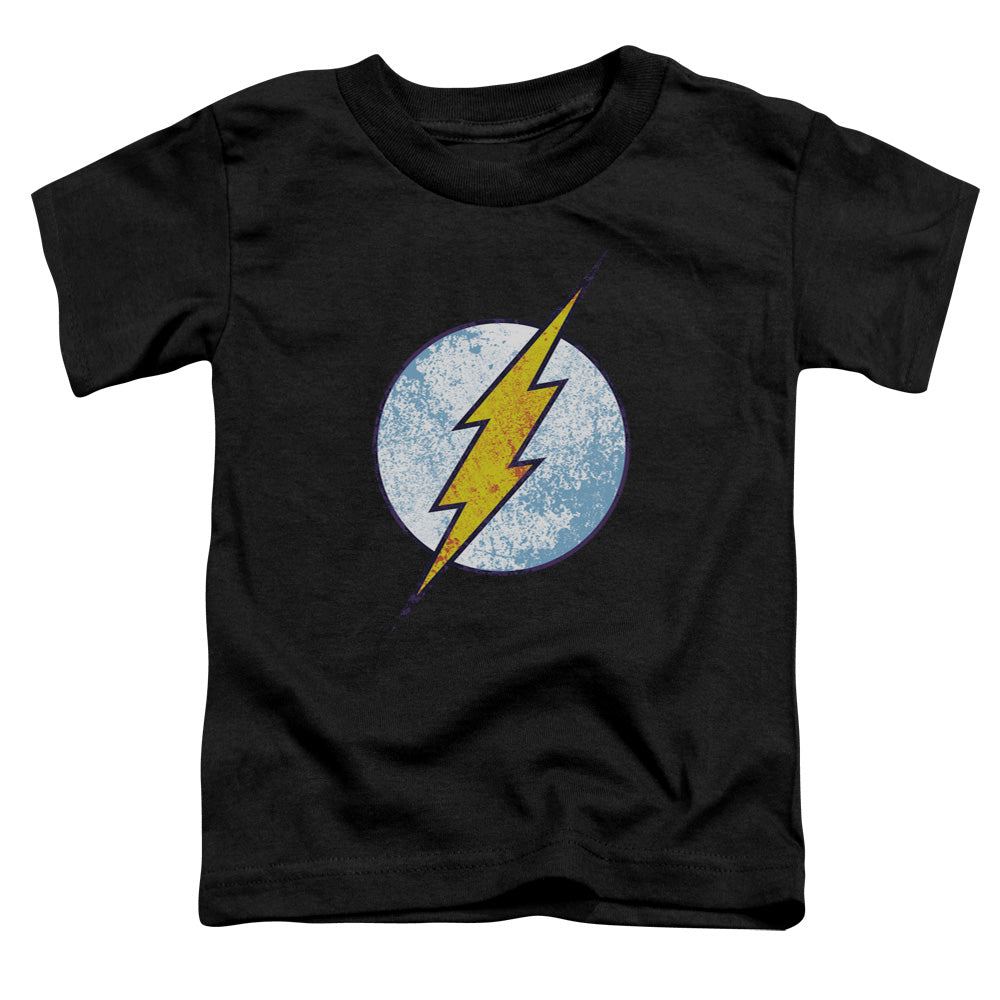 DC Comics Flash Flash Neon Distress Logo Toddler Kids Youth T Shirt Black