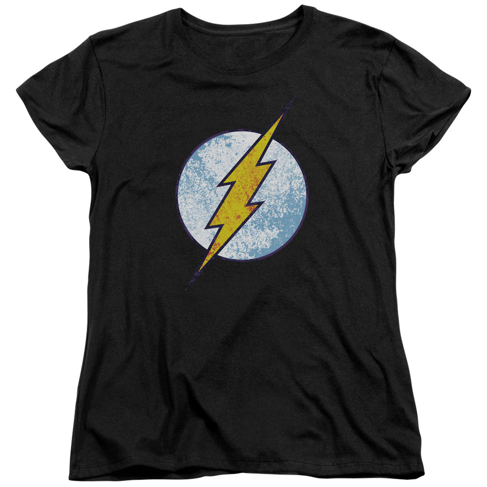 DC Comics Flash Flash Neon Distress Logo Womens T Shirt Black