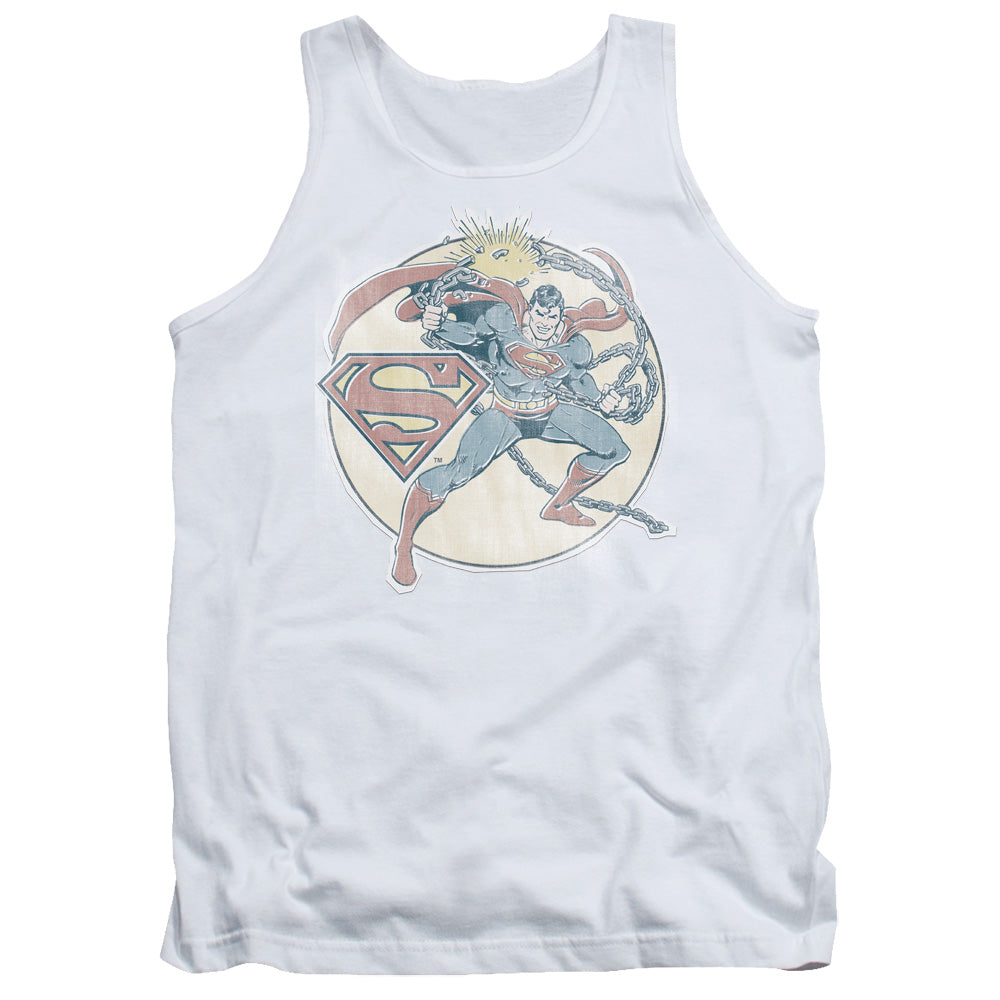 DC Comics Retro Superman Iron on Mens Tank Top Shirt White