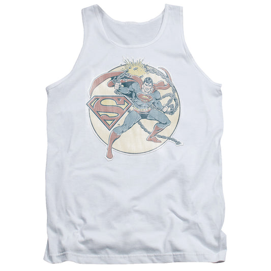 DC Comics Retro Superman Iron on Mens Tank Top Shirt White