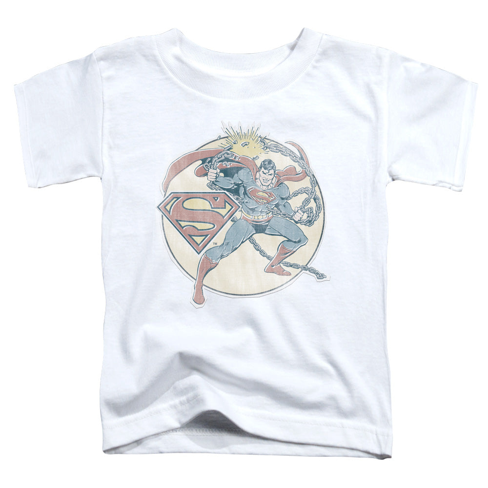 DC Comics Retro Superman Iron on Toddler Kids Youth T Shirt White